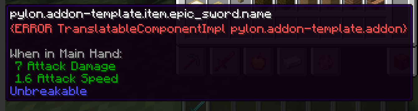 Epic sword with missing translation keys